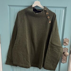 J. Crew Forest Green Turtleneck Sweater with Button Details